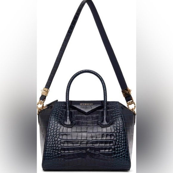 SOLD Givenchy Small Antigona Navy Croc Bag - Picture 1 of 8